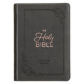 KJV Holy Bible, Compact Large Print Faux Leather Red Letter Edition - Ribbon Marker, King James Version, Gray - Leather