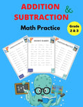 Addition and Subtraction Math Practice Grade 2&3: Math Game Book with Subtracting and Adding Double Digits - Paperback