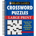 Brain Games - Crossword Puzzles - Large Print (Blue) - Spiral