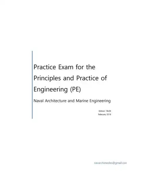 Practice Exam for the Principle and Practice of Engineering (PE) - Naval Architecture - Paperback