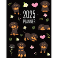 Rottweiler Planner 2025: Organizer: January-December (12 Months) Cute Dog Year Scheduler with Pretty Pink Hearts - Paperback