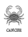 Cancer: Coloring Book with Three Different Styles of All Twelve Signs of the Zodiac. 36 Individual Coloring Pages. 8.5 x 11 - Paperback