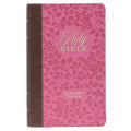 KJV Holy Bible, Giant Print Standard Size Faux Leather Red Letter Edition - Thumb Index & Ribbon Marker, King James Version, Brown/Pink Berry - Leather