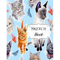 Sketch Book: Cat Sketchbook Scetchpad for Drawing or Doodling Notebook Pad for Creative Artists #8 Blue - Paperback