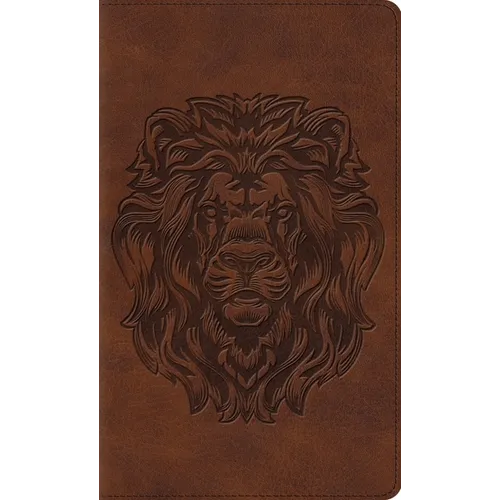 ESV Thinline Bible, Red Letter (Trutone, Brown, Royal Lion Design) - Imitation Leather