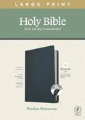 NLT Large Print Thinline Reference Bible, Filament Enabled Edition (Red Letter, Genuine Leather, Blue, Indexed) - Leather