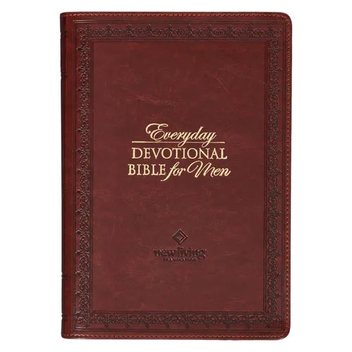 NLT Holy Bible Everyday Devotional Bible for Men New Living Translation, Vegan Leather, Burgundy Debossed - Leather