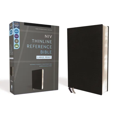 Niv, Thinline Reference Bible (Deep Study at a Portable Size), Large Print, Bonded Leather, Black, Red Letter, Comfort Print - Bonded Leather