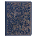 KJV Holy Bible, Large Print Note-Taking Bible, Faux Leather Hardcover - King James Version, Navy W/Gold Floral - Leather