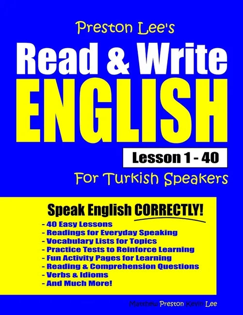 Preston Lee's Read & Write English Lesson 1 - 40 For Turkish Speakers - Paperback
