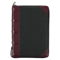 KJV Study Bible, Standard King James Version Holy Bible, Thumb Tabs, Ribbons, Faux Leather, Burgundy/Black Debossed Zipper Closure - Leather