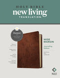 NLT Wide Margin Bible, Filament Enabled (Leatherlike, Dark Brown Palm, Red Letter) - Imitation Leather