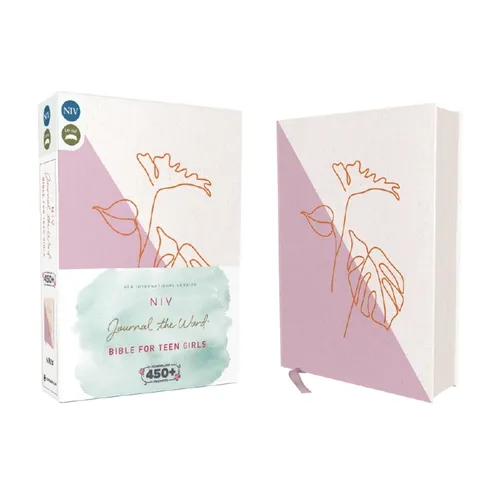 Niv, Journal the Word Bible for Teen Girls, Cloth Over Board, Lavender/White, Red Letter: Includes Over 450 Journaling Prompts! - Hardcover
