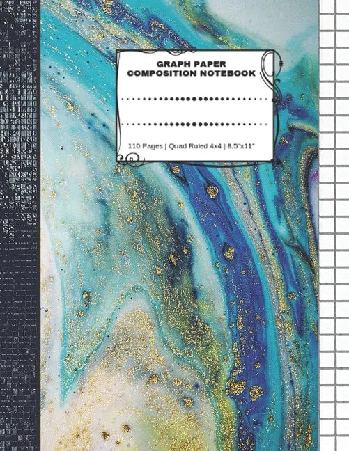 Graph Paper Composition Notebook: 110 Pages - Quad Ruled 4x4 - 8.5" x 11" Marble Large Notebook with Grid Paper - Math Notebook For Students - Paperback