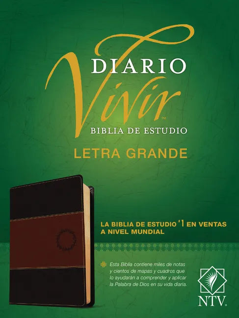 Biblia de Estudio del Diario Vivir Ntv, Letra Grande (Sentipiel, Café/Café Claro, Índice, Letra Roja) - Imitation Leather