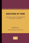Questions of Form: Logic and Analytic Proposition from Kant to Carnap - Paperback