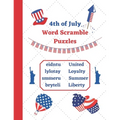 4th of July Word Scramble Puzzles: American Independence Day themed Activity book for kids and adults - Paperback