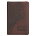 KJV Holy Bible, Standard Size Faux Leather Red Letter Edition - Thumb Index & Ribbon Marker, King James Version, Brown Lion Zipper Closure - Leather