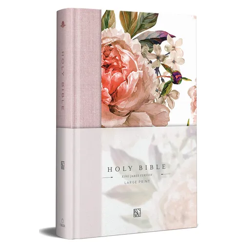 KJV Holy Bible, Large Print Medium Format, Pink Cloth Hardcover W/Ribbon Marker, Red Letter - Hardcover