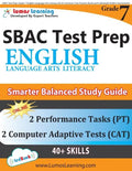 SBAC Test Prep: Grade 7 English Language Arts Literacy (ELA) Common Core Practice Book and Full-length Online Assessments: Smarter Balanced Study Guid - Paperback