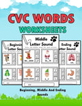 CVC Words Worksheets: CVC Words Workbook For Beginning, Middle And Ending Sounds, Phonics Worksheet Book - Paperback
