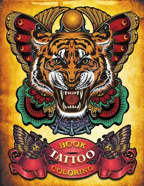 Tattoo Coloring Book: Hand-drawn set of old school Tattoos Coloring Book (Relaxing, Inspiration) - Paperback