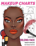 Makeup Charts - Face Charts for Makeup Artists: Black Model - OBLONG face shape - Paperback