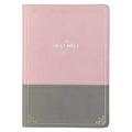 KJV Holy Bible, Super Giant Print Faux Leather Red Letter Edition - Ribbon Marker, King James Version, Pink/Gray - Leather