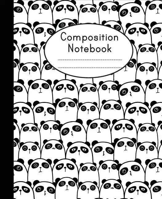 Composition Notebook: Cute Panda Pattern - College Ruled - Notebook For Kids, School Notebook - Paperback