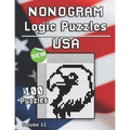 Nonogram Puzzles: Hanjie Puzzle Book USA & America with Griddler Brainteaser for Adults and Kids - Paperback