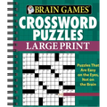 Brain Games - Crossword Puzzles - Large Print (Green) - Spiral