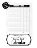 Monthly Blank Calendar: 8.5x11 Undated Calendar Fillable Templates for Office, School or Home, Sun-Sat, Pages For Notes And To-Do Agenda - Paperback