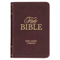 KJV Holy Bible, Mini Pocket Size, Faux Leather Red Letter Edition - Ribbon Marker, King James Version, Burgundy - Leather