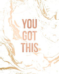 You Got This: Inspirational Quote Notebook, Classic White Marble and Rose Gold - 8 x 10, 120 Wide Ruled Pages - Paperback