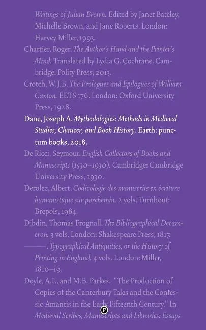 Mythodologies: Methods in Medieval Studies, Chaucer, and Book History - Paperback