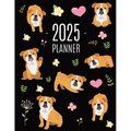 Bulldog Planner 2025: Beautiful Dog Organizer: January-December (12 Months) Cute Agenda With Puppy, Butterflies & Flowers - Paperback