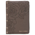 KJV Bible Compact Faux Leather LP Gray W/Zipper - Leather
