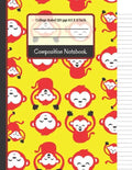 Composition Notebook: Bright Red & Yellow Monkey College Ruled Notebook for Girls, Boys, Kids, School, Students and Teachers - Paperback
