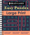 Brain Games - Easy Puzzles - Large Print: 4-Square Sudoku, Quick Crosswords, Easy Word Searches, Fill in the Blank, Guess the Word, Simple Scrambles, - Spiral