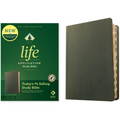 NLT Life Application Study Bible, Third Edition (Genuine Leather, Olive Green, Indexed, Red Letter) - Leather