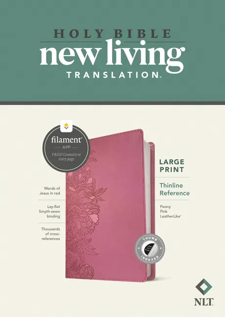 NLT Large Print Thinline Reference Bible, Filament Enabled (Leatherlike, Peony Pink, Indexed, Red Letter) - Imitation Leather
