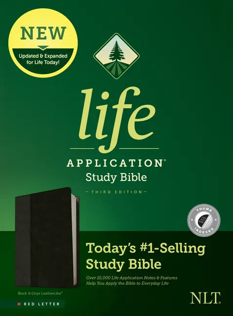 NLT Life Application Study Bible, Third Edition (Leatherlike, Black/Onyx, Indexed, Red Letter) - Imitation Leather