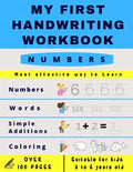 My First Handwriting Workbrook - Numbers: Preschool, Kindergarten, Pre K writing paper with lines, suitable for kids ages 3 to 6, handwriting numbers - Paperback