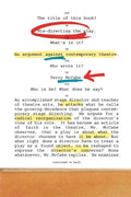 Mis-directing the Play: An Argument Against Contemporary Theatre - Paperback