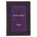 KJV Study Bible, Large Print King James Version Holy Bible, Thumb Tabs, Ribbons, Faux Leather Purple Two-Tone Debossed - Leather