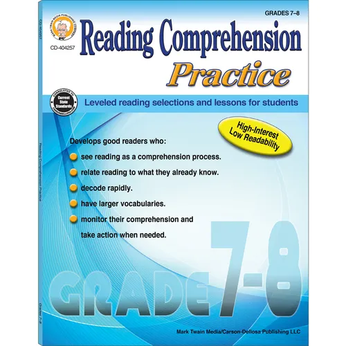 Reading Comprehension Practice, Grades 7-8 - Paperback