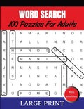 Word Search Puzzles For Adults Large Print With Solutions: Word Search Book for Adults, Teens 100 Puzzles Games with Solutions Cleverly Hidden Word Se - Paperback