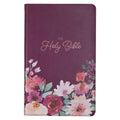 KJV Holy Bible, Giant Print Standard Size Faux Leather Red Letter Edition - Thumb Index & Ribbon Marker, King James Version, Printed Purple Floral - Leather