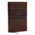 NKJV Personal Size Large Print Bible with 43,000 Cross References, Brown Leathersoft, Red Letter, Comfort Print (Thumb Indexed) - Imitation Leather
