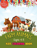 Farm Animals Kids Coloring Book Ages 4 to 8: 50 + Adorable Farm Animals (Cows, Rabbit, Duck, Pig, Goat, Chicken, Horse And Llamas) Illustrations For K - Paperback